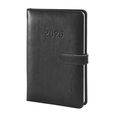 Chronoplan Buchkalender Business Edition 2026 Mini 1 Woche/2 Seiten Lederimitat schwarz