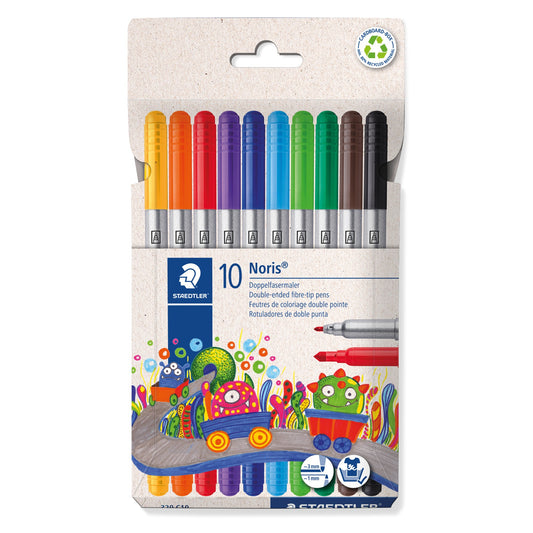 STAEDTLER® Doppelfasermaler Noris® 1 und 3mm farbig sortiert 10 St./Pack.