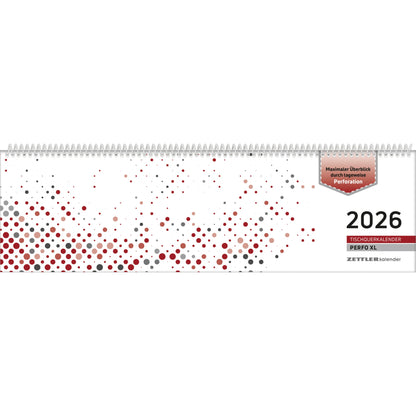 ZETTLER Querkalender 2026 1 Woche/2 Seiten Karton rot