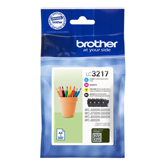 Brother Tintenpatrone Originalzubehör LC-3217VAL ca. 4 x 550 Seiten schwarz, mehrfarbig 4 St./Pack.