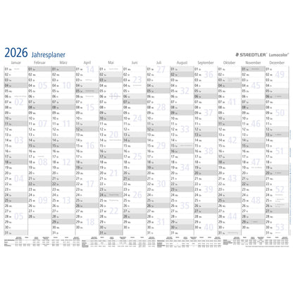 STAEDTLER® Plakatkalender Lumocolor® 2026 DIN A3 12 Monate/1 Seite Kunststoff