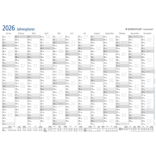 STAEDTLER® Plakatkalender Lumocolor® 2026 DIN A3 12 Monate/1 Seite Kunststoff