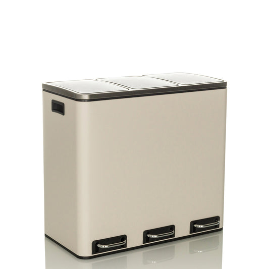 hjh OFFICE Tretabfalleimer CLEAN IX 61 x 56 x 31,5 cm (B x H x T) 3 x 18l Stahlblech, pulverbeschichtet beige