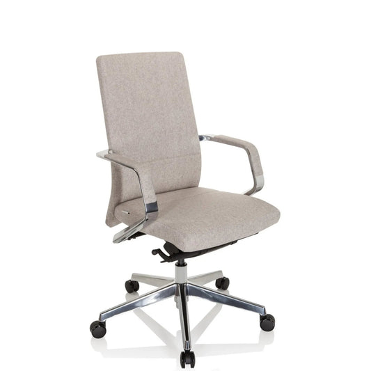 hjh OFFICE Bürodrehstuhl BESSONA 47-57cm Synchronmechanik Rolle universell (für Hart- und Teppichböden) Aluminium beige, meliert