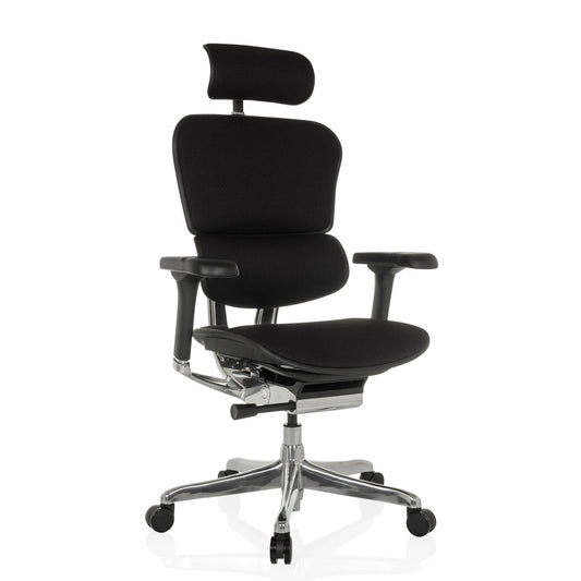 hjh OFFICE Bürodrehstuhl ERGOHUMAN GEN2 45-56cm Punktsynchronmechanik Rolle universell (für Hart- und Teppichböden) Aluminium schwarz