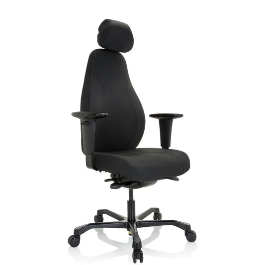 hjh OFFICE Chefsessel RESISTO XXL 46-57cm Synchronmechanik mit Armlehnen Rolle universell (für Hart- und Teppichböden) Aluminium, lackiert schwarz