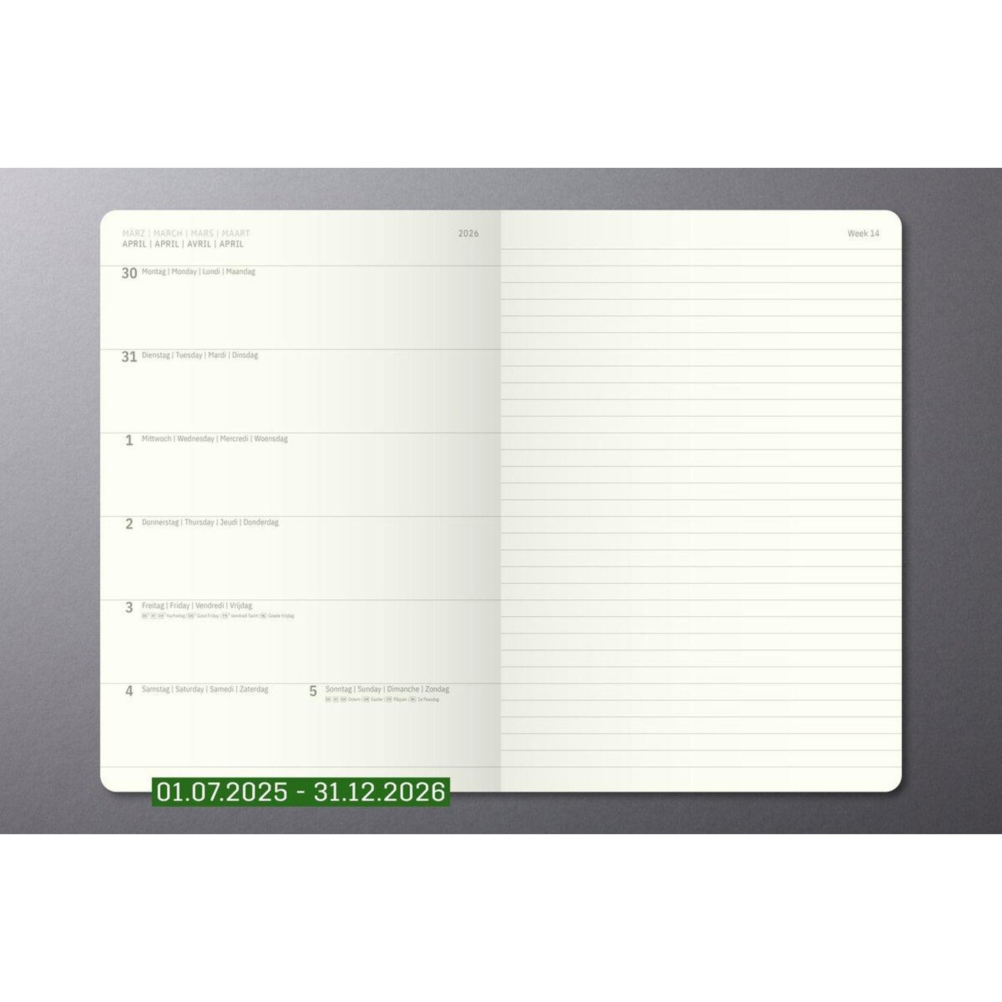 SIGEL Buchkalender Conceptum 2025/2026 DIN A5 1 Woche/1 Seite schwarz