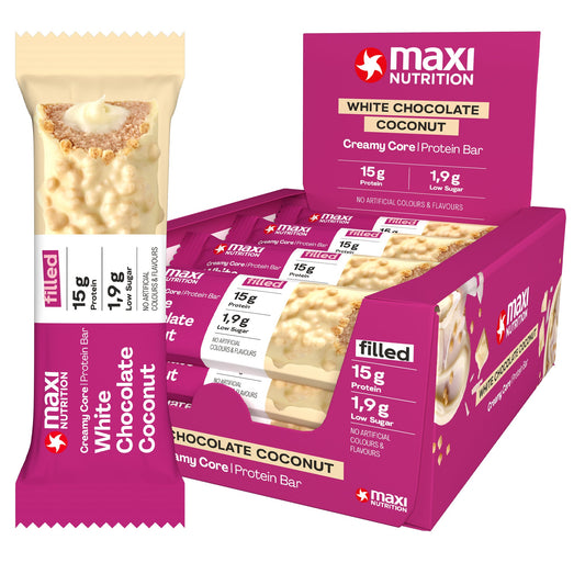 MaxiNutrition Proteinriegel Creamy Core White Cocolate Coconut 12 x 45 g/Pack.
