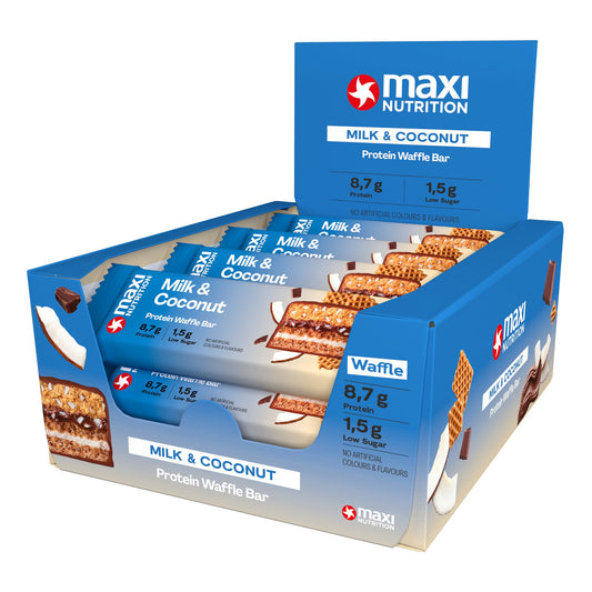 MaxiNutrition Proteinriegel Waffle Bar Milk & Coconut 12 x 40 g/Pack.