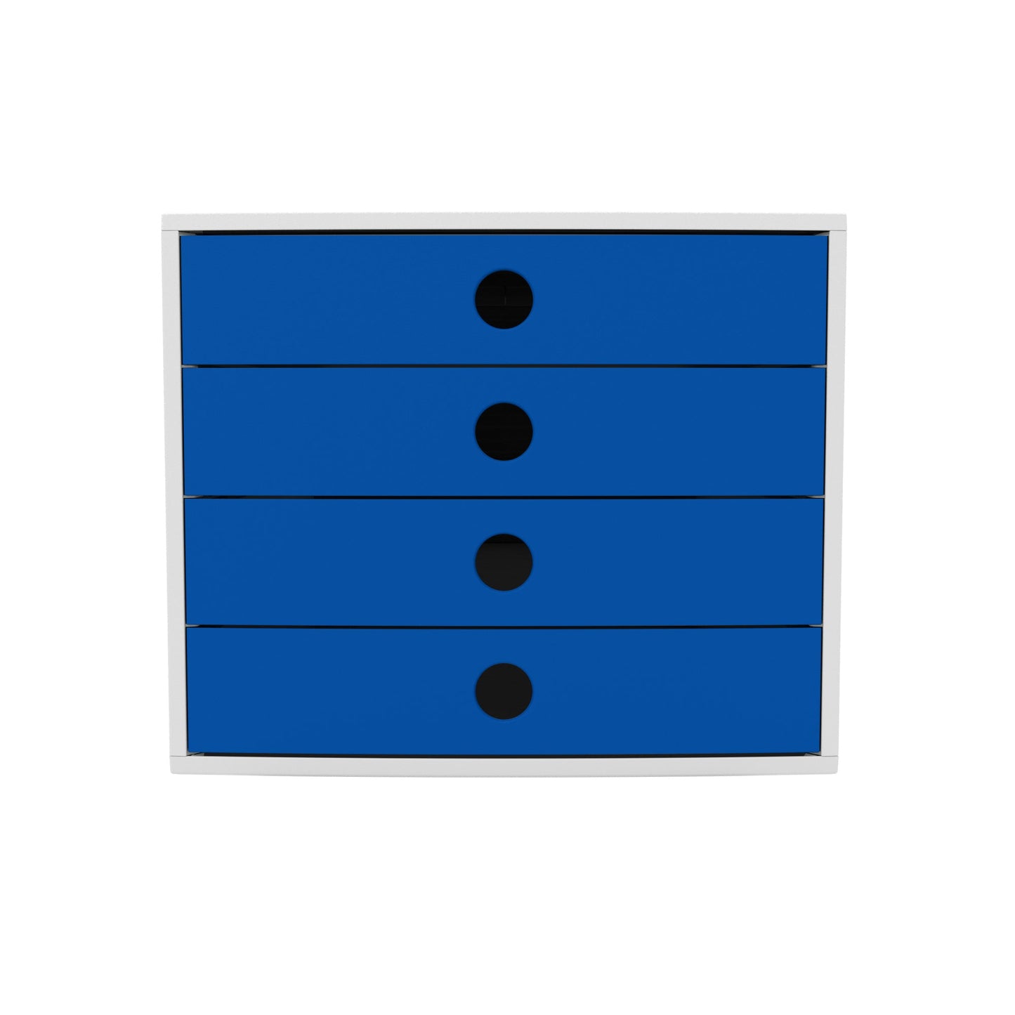 Soennecken Schubladenbox oeco 4 Schubladen DIN A4+ Kunststoff, 98 % recycelt Gehäusefarbe: lichtgrau Farbe der Schublade: blau