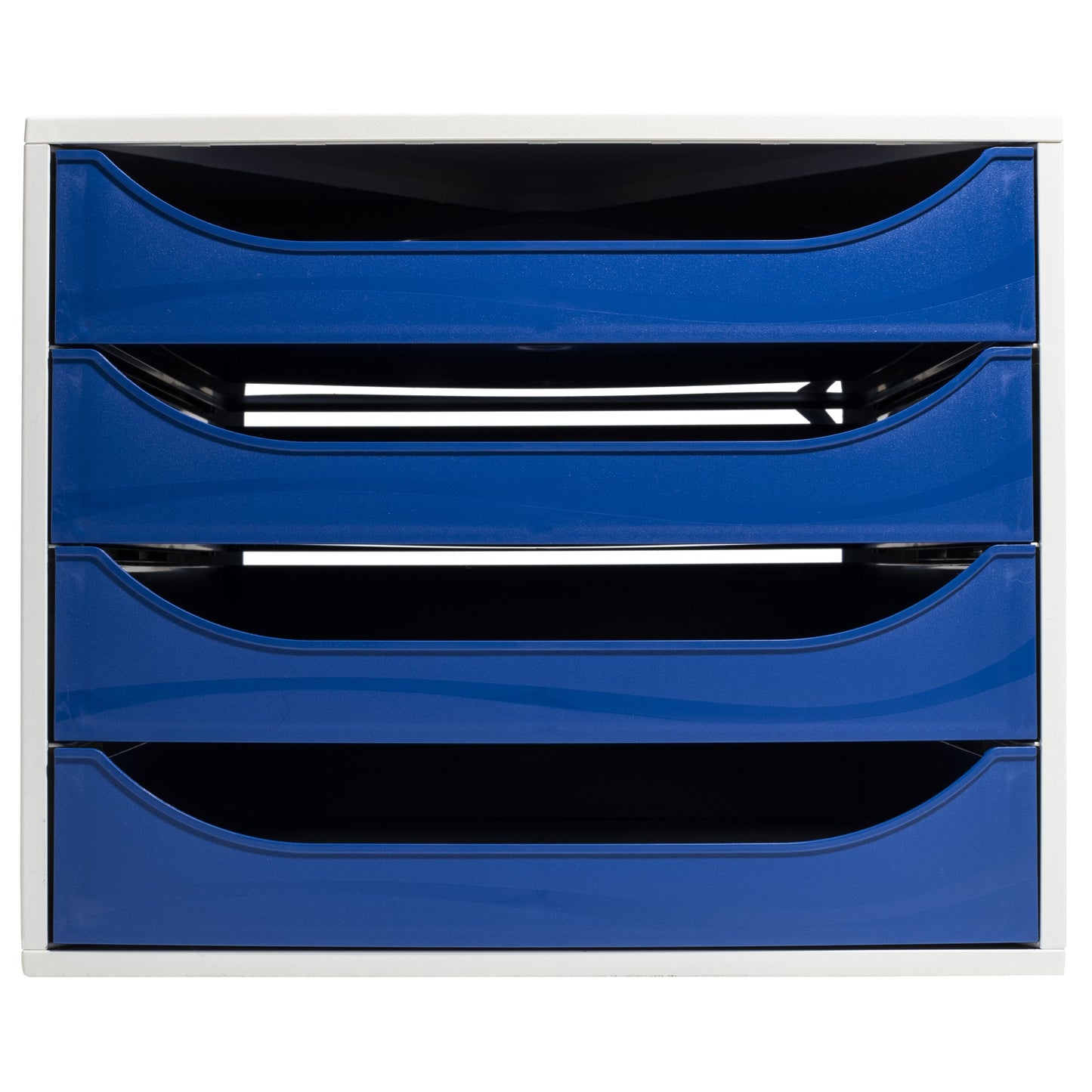 Soennecken Schubladenbox oeco 4 Schubladen DIN A4+ Kunststoff, 98 % recycelt Gehäusefarbe: lichtgrau Farbe der Schublade: blau