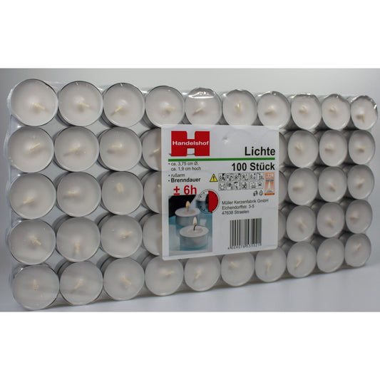 Müller Kerzen Teelicht FLATPACK 37,5mm 19mm ca. 6h weiß 100 St./Pack.