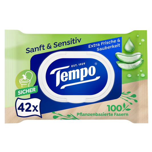 Tempo® Feuchttücher Sanft & Sensitiv Aloe Vera 42 St./Pack.