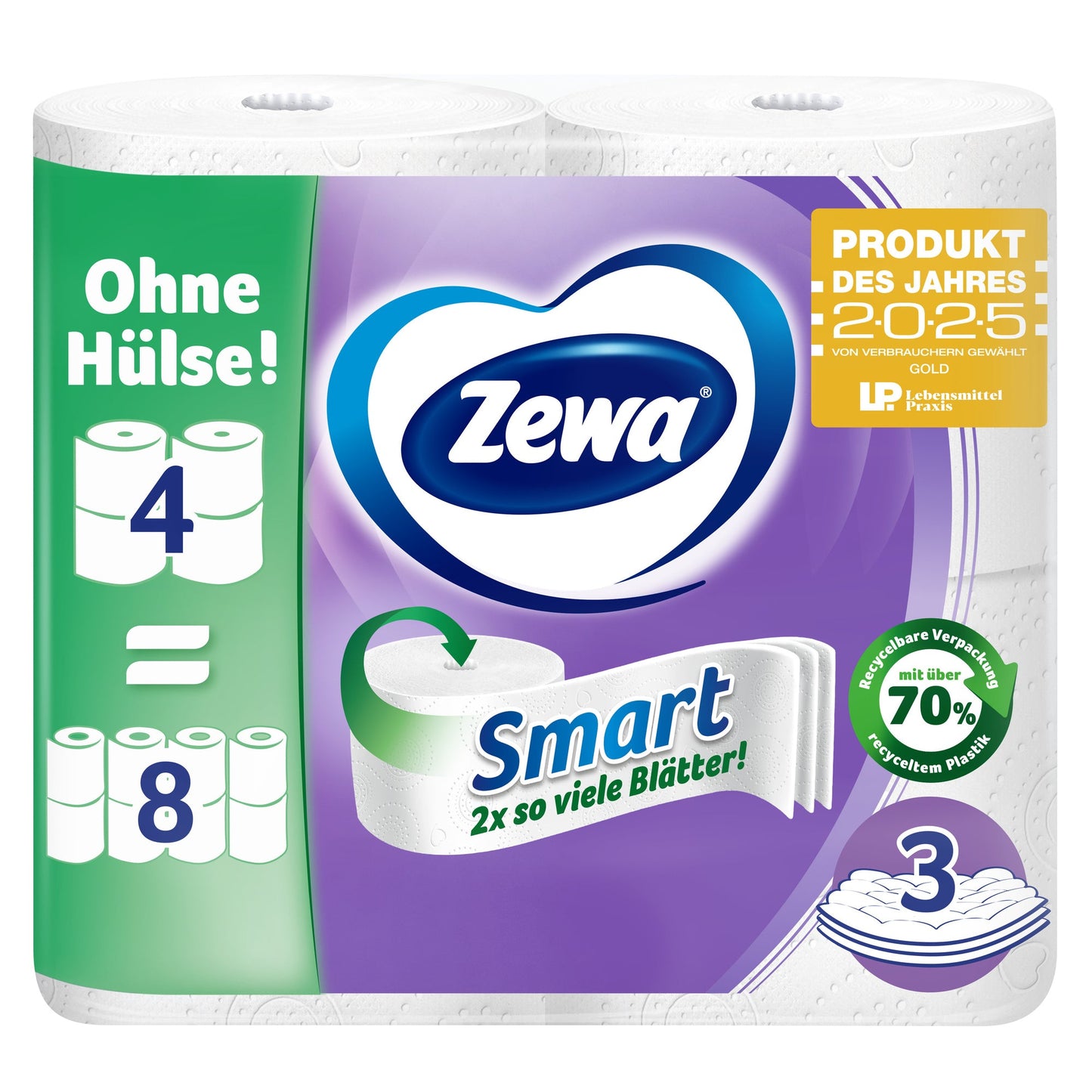 Zewa Toilettenpapier Smart 3-lagig weiß 300 Bl./Rl. 4 Rl./Pack.