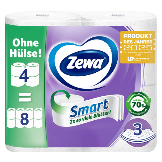 Zewa Toilettenpapier Smart 3-lagig weiß 300 Bl./Rl. 4 Rl./Pack.