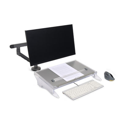 BakkerElkhuizen Konzepthalter FlexDesk 640 ComfortRead DIN A3 höhenverstellbar ohne Neigungsverstellung mit verstellbarem Zeilenzeiger Acryl transparent/hellgrau