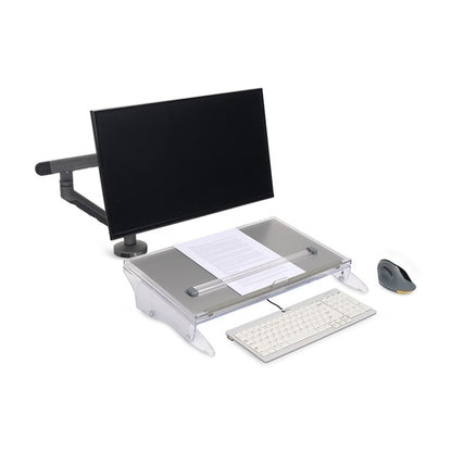 BakkerElkhuizen Konzepthalter FlexDesk 640 ComfortRead DIN A3 höhenverstellbar ohne Neigungsverstellung mit verstellbarem Zeilenzeiger Acryl transparent/hellgrau