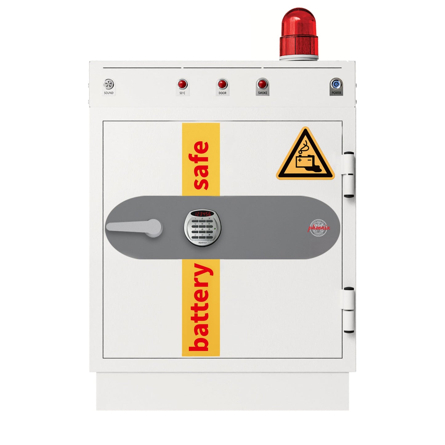 Phoenix Batterietresor Battery Commander Pro Innenmaße: 51 x 45 x 40 cm (B x H x T) Außenmaße: 69 x 85,5 x 71 cm (B x H x T) 91l 2.500 Wh Stahl