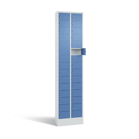 C+P Schließfachschrank Intro 30 Fächer Stahl, lackiert Farbe der Front: fernblau
