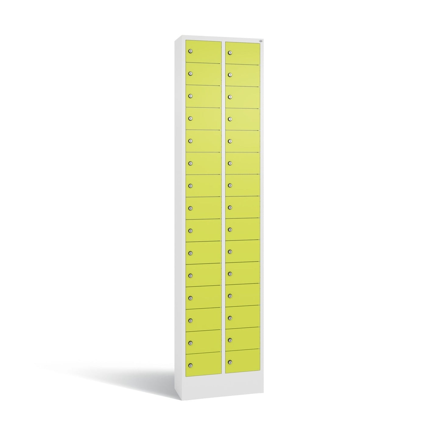 C+P Schließfachschrank Intro 30 Fächer Stahl, lackiert Farbe der Front: clowngrün