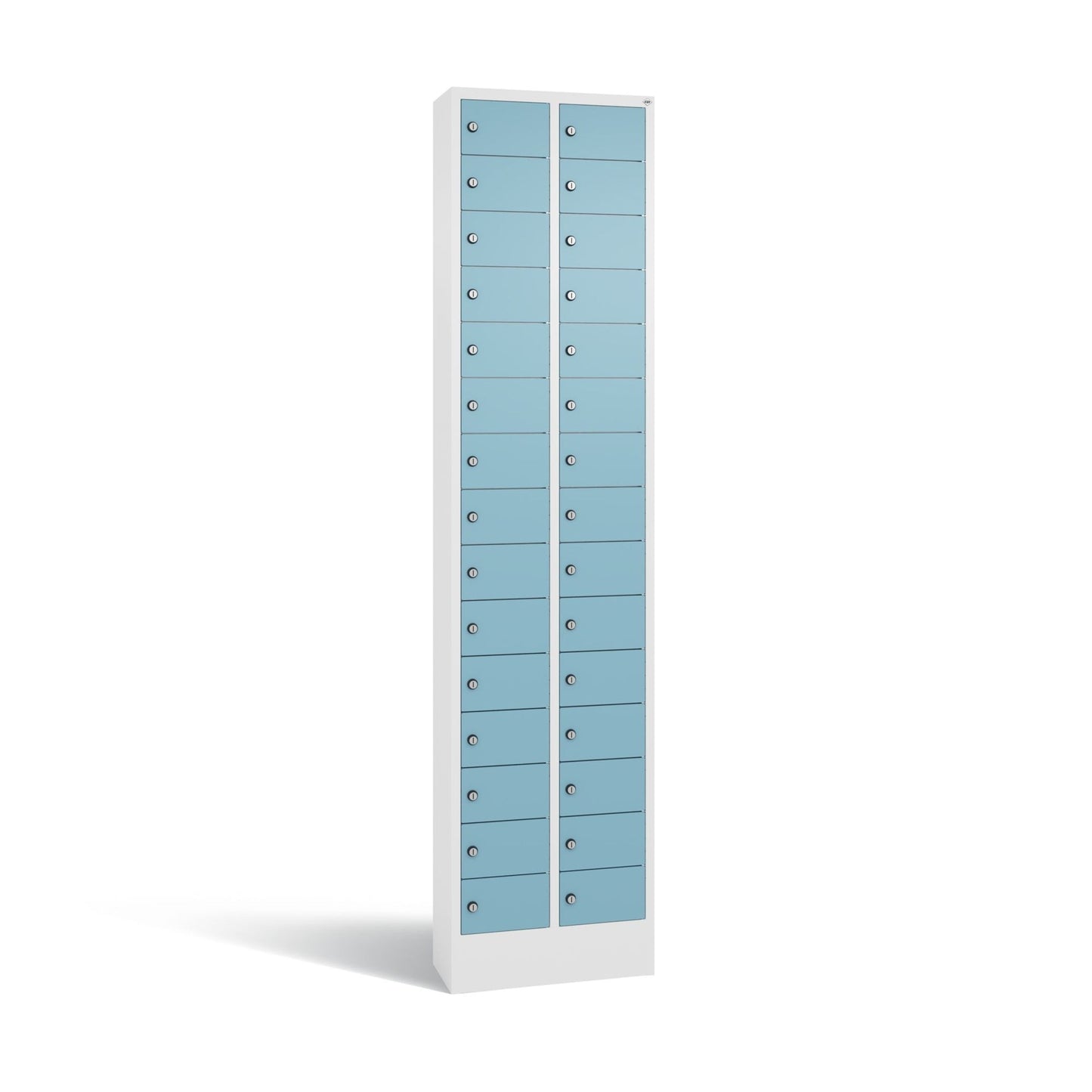 C+P Schließfachschrank Intro 30 Fächer Stahl, lackiert Farbe der Front: architekturblau