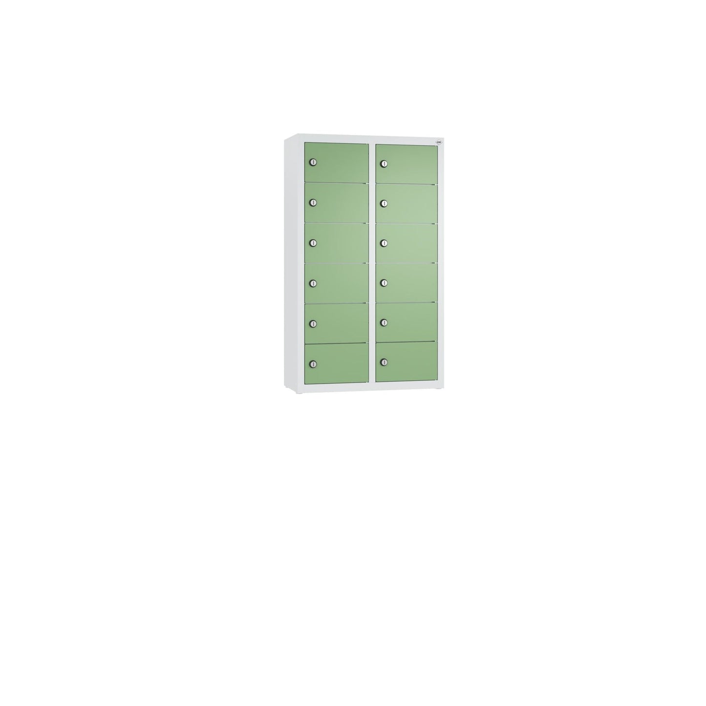 C+P Wandschließfach Intro 460 x 770 x 200 mm (B x H x T) 12 Fächer Zylinderschloss 19,46kg Stahl, lackiert resedagrün