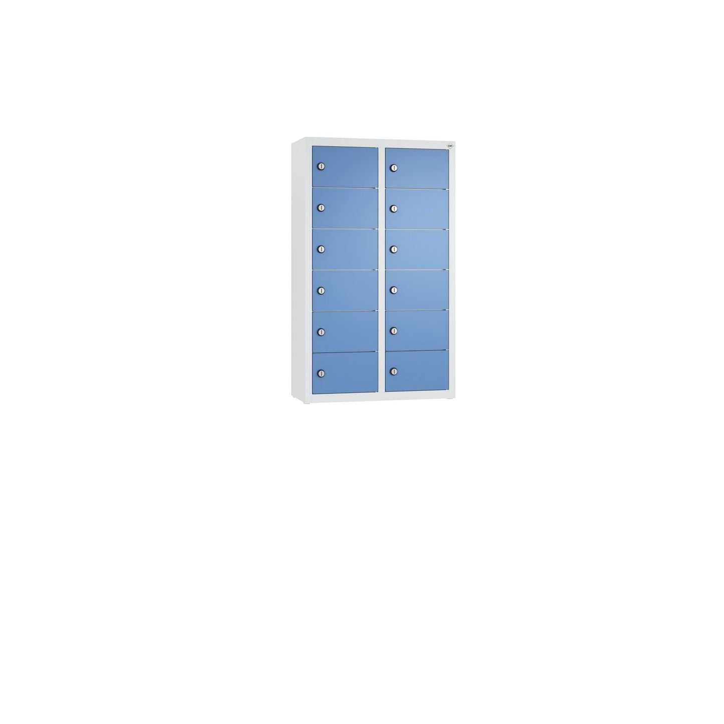C+P Wandschließfach Intro 460 x 770 x 200 mm (B x H x T) 12 Fächer Zylinderschloss 19,46kg Stahl, lackiert fernblau