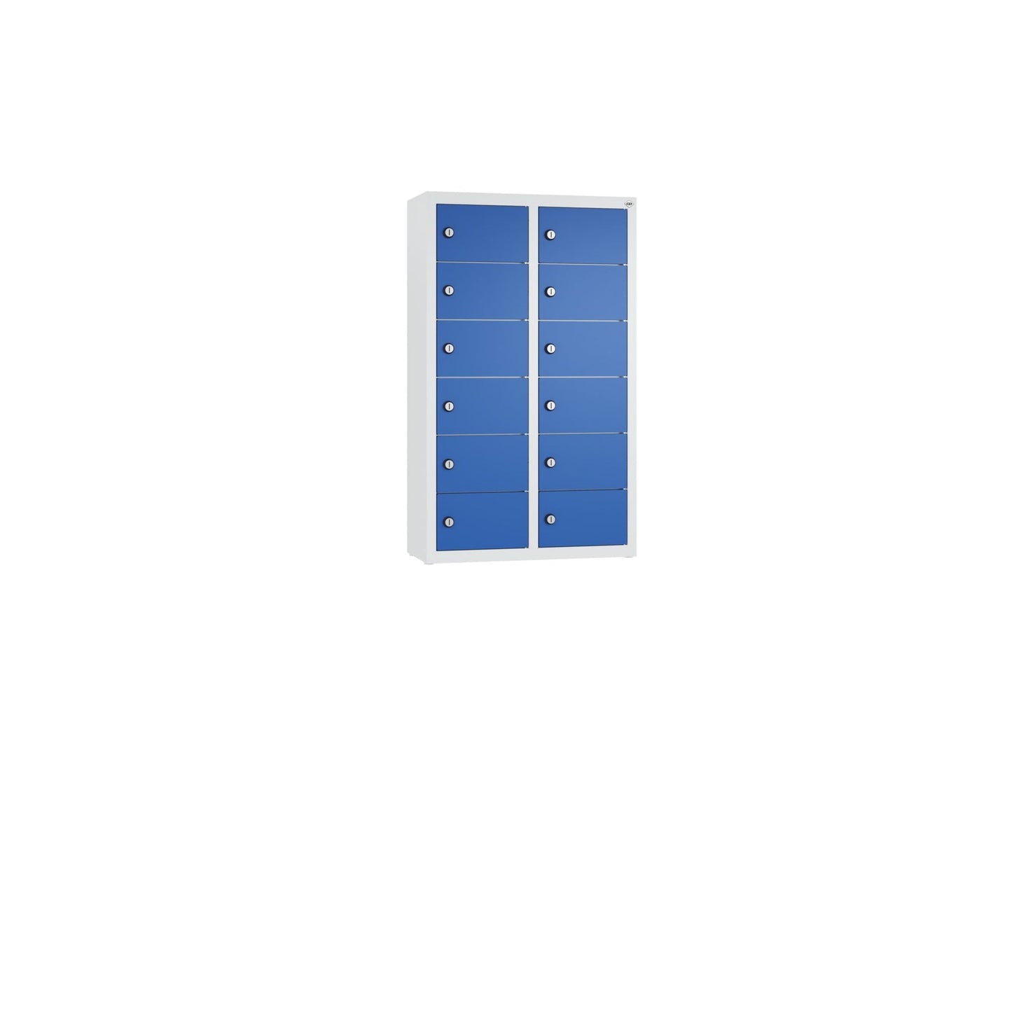 C+P Wandschließfach Intro 460 x 770 x 200 mm (B x H x T) 12 Fächer Zylinderschloss 19,46kg Stahl, lackiert enzianblau