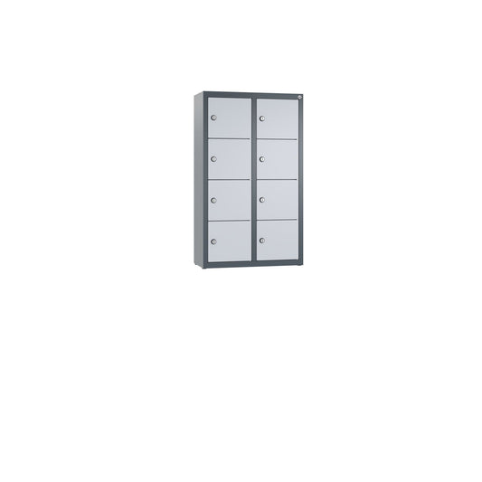 C+P Wandschließfach Intro 460 x 770 x 200 mm (B x H x T) 8 Fächer Zylinderschloss 17,08kg Stahl, lackiert weißaluminium