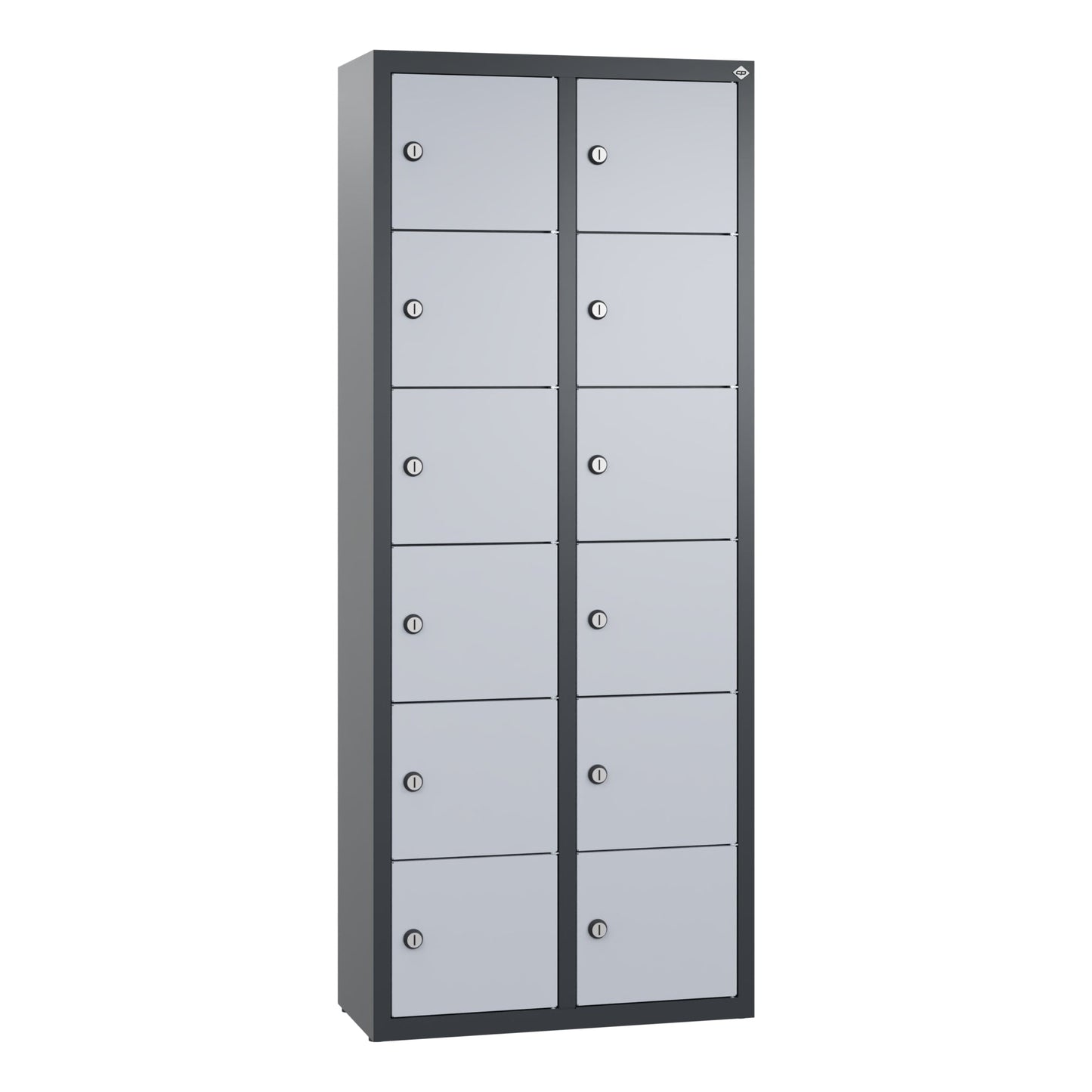 C+P Wandschließfach Intro 460 x 1.130 x 200 mm (B x H x T) 12 Fächer Zylinderschloss 23,18kg Stahl, lackiert weißaluminium