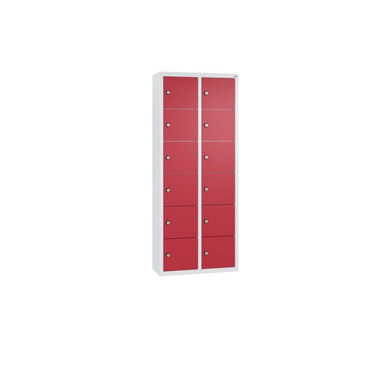 C+P Wandschließfach Intro 460 x 1.130 x 200 mm (B x H x T) 12 Fächer Zylinderschloss 23,18kg Stahl, lackiert rubinrot