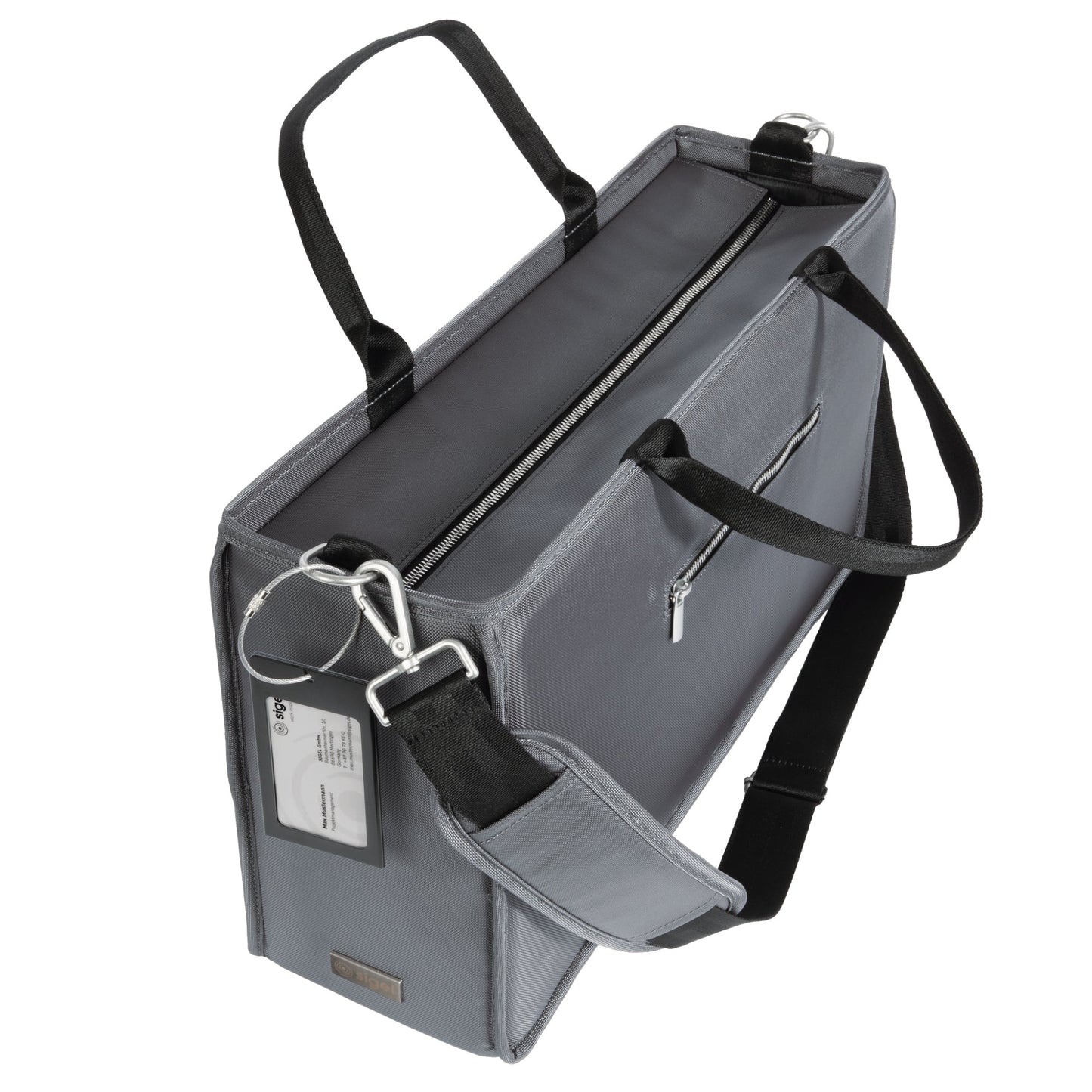 SIGEL Aufbewahrungstasche Desk Sharing Premium Laptop, Büroutensilien 50 x 28 x 15 cm (B x H x T) Reißverschluss PET, 100 % recycelt dunkelgrau