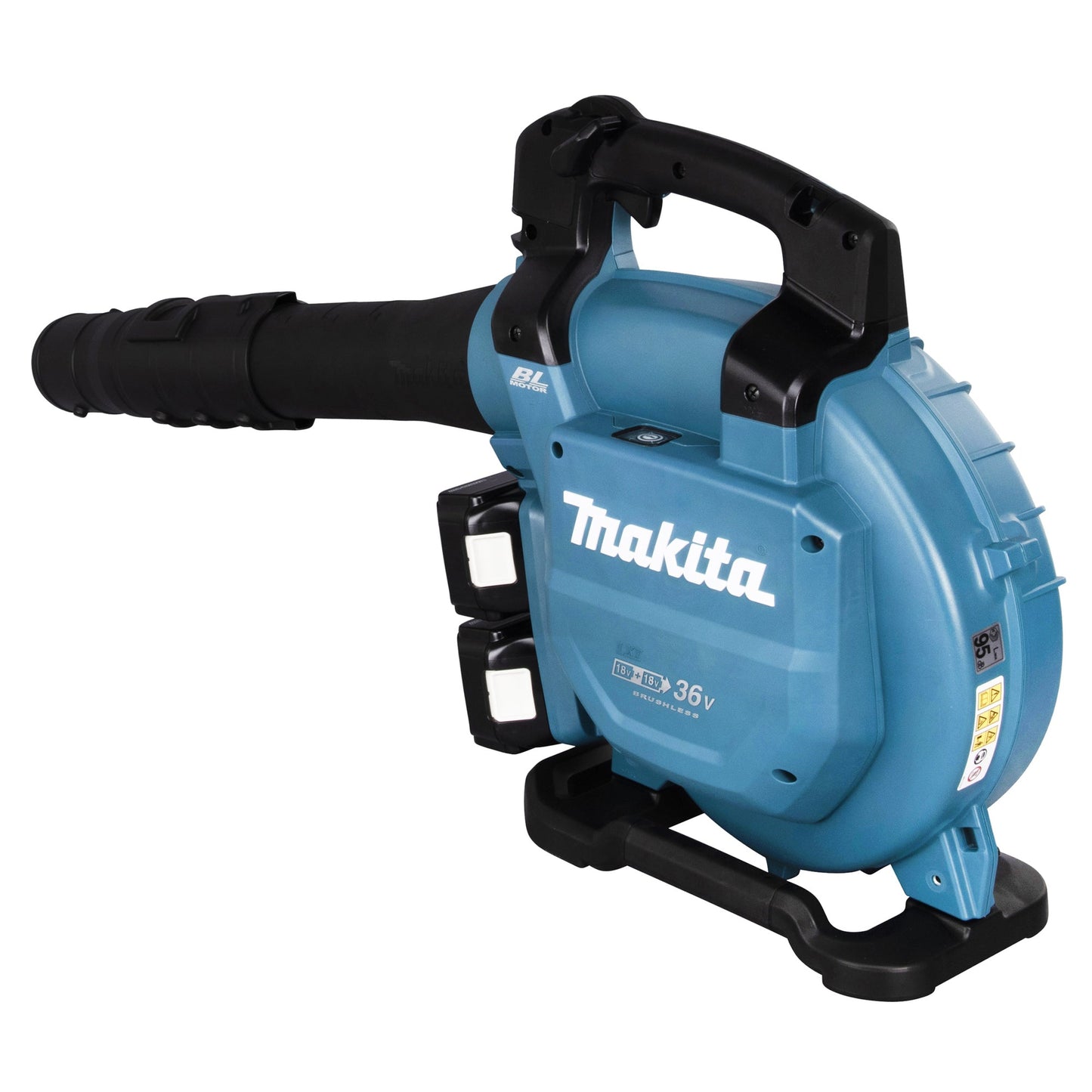 Makita® Laubsauger DUB363 804m³/h 234km/h 7.850 U/Min. Akku inkl. Runddüse 72, 2 x Saugrohr (A/B), Blasrohr 90-72, Absaug-Set, Sechskantstiftschlüssel (4 mm), 2 x Akku BL 1850B, Doppelakkuladegerät DC18RD