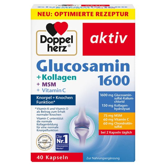 Doppelherz Nahrungsergänzungsmittel aktiv Glucosamin 1600 + Kollagen + MSM + Vitamin C Kapsel 40 St./Pack.