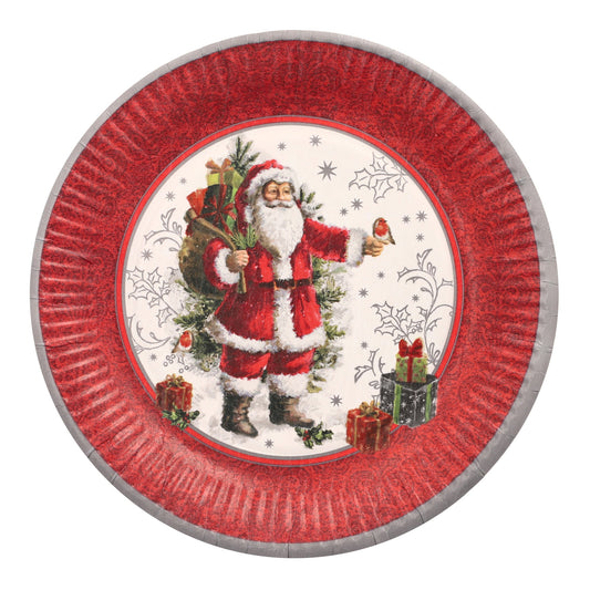 PAPSTAR Weihnachtsteller Einweg 23cm Frischfaserkarton bordeaux HoHoHo 10 St./Pack.