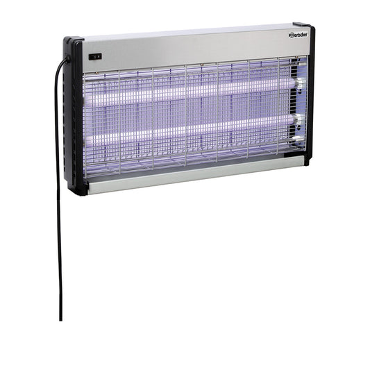 Bartscher Insektenvernichter IV-65 Leuchtstoffröhre UV-A 12m² 2 x 20W 2.000-2.200V Netzbetrieb inkl. Kette silber/schwarz