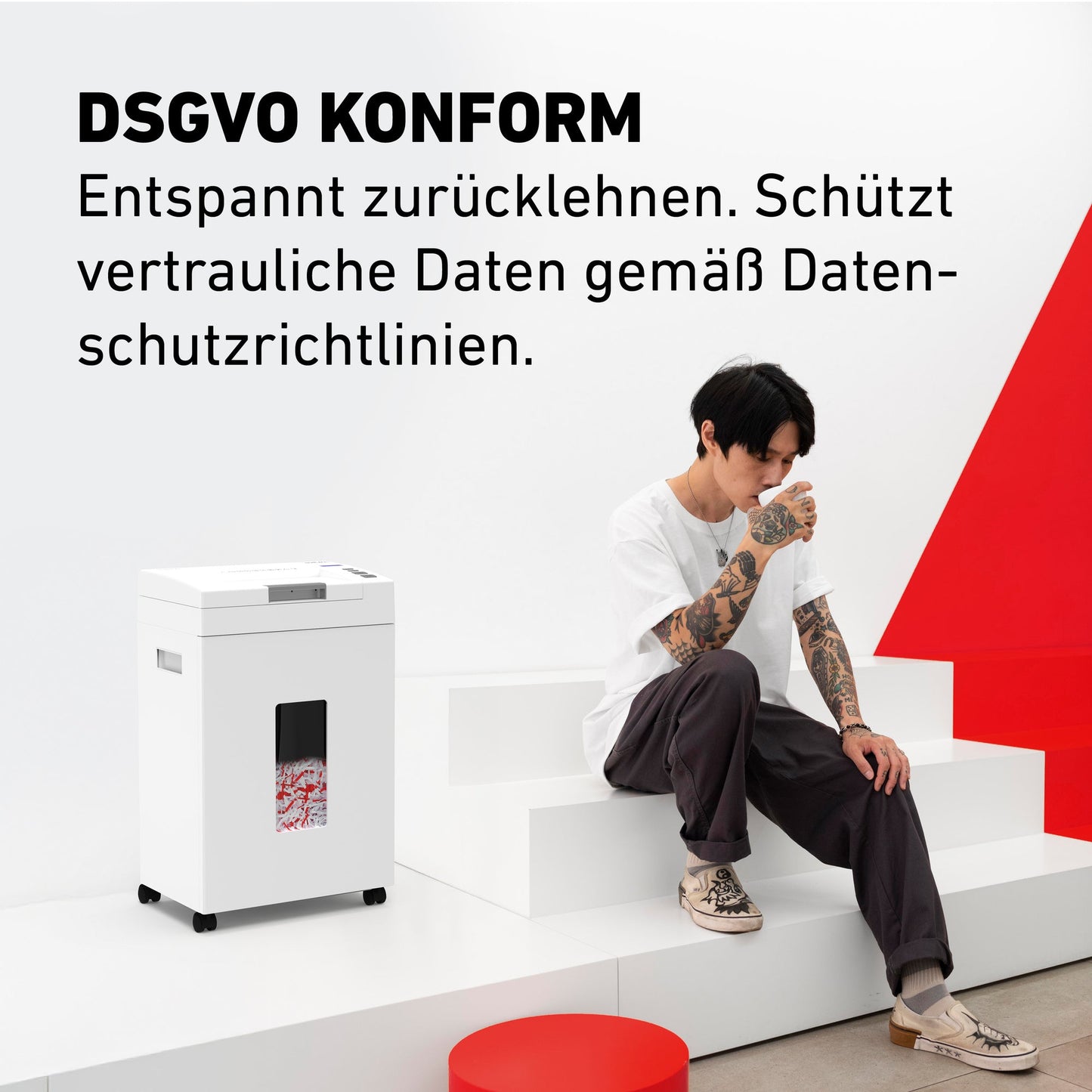 IDEAL Aktenvernichter SHREDCAT 8292 CC P-4 Papier, Heftklammern, Büroklammern, Kreditkarten Partikelschnitt hellgrau