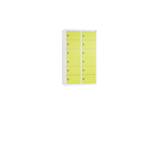 C+P Wandschließfach Intro 460 x 770 x 200 mm (B x H x T) 12 Fächer Zylinderschloss 19,46kg Stahl, lackiert clowngrün