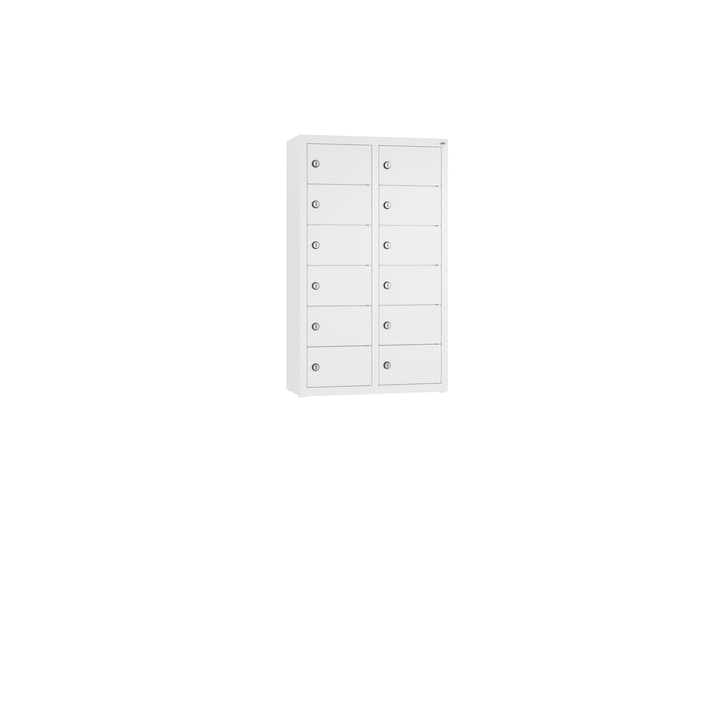 C+P Wandschließfach Intro 460 x 770 x 200 mm (B x H x T) 12 Fächer Zylinderschloss 19,46kg Stahl, lackiert verkehrsweiß