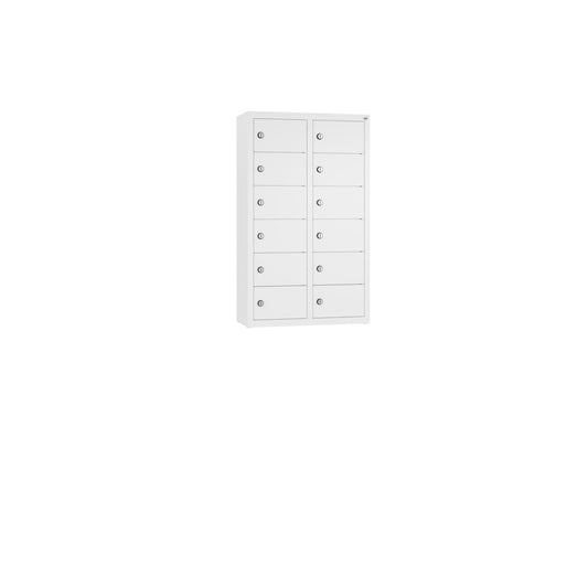 C+P Wandschließfach Intro 460 x 770 x 200 mm (B x H x T) 12 Fächer Zylinderschloss 19,46kg Stahl, lackiert verkehrsweiß