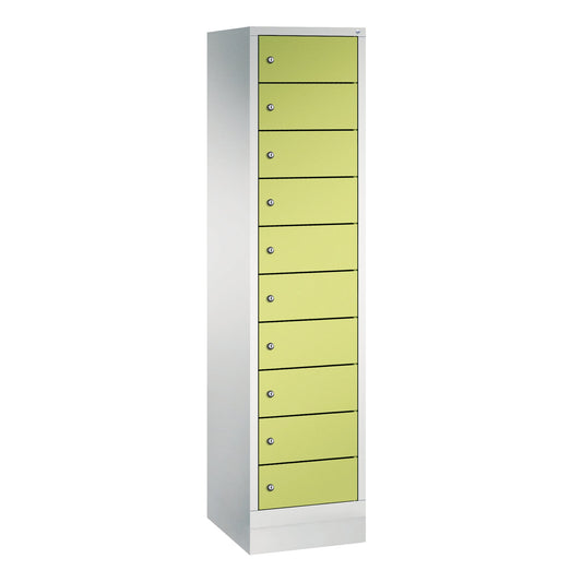C+P Schließfachschrank Evolo48 Notebooks, Tablets, Smartphones 10 Fächer Stahl, lackiert Farbe der Front: clowngrün