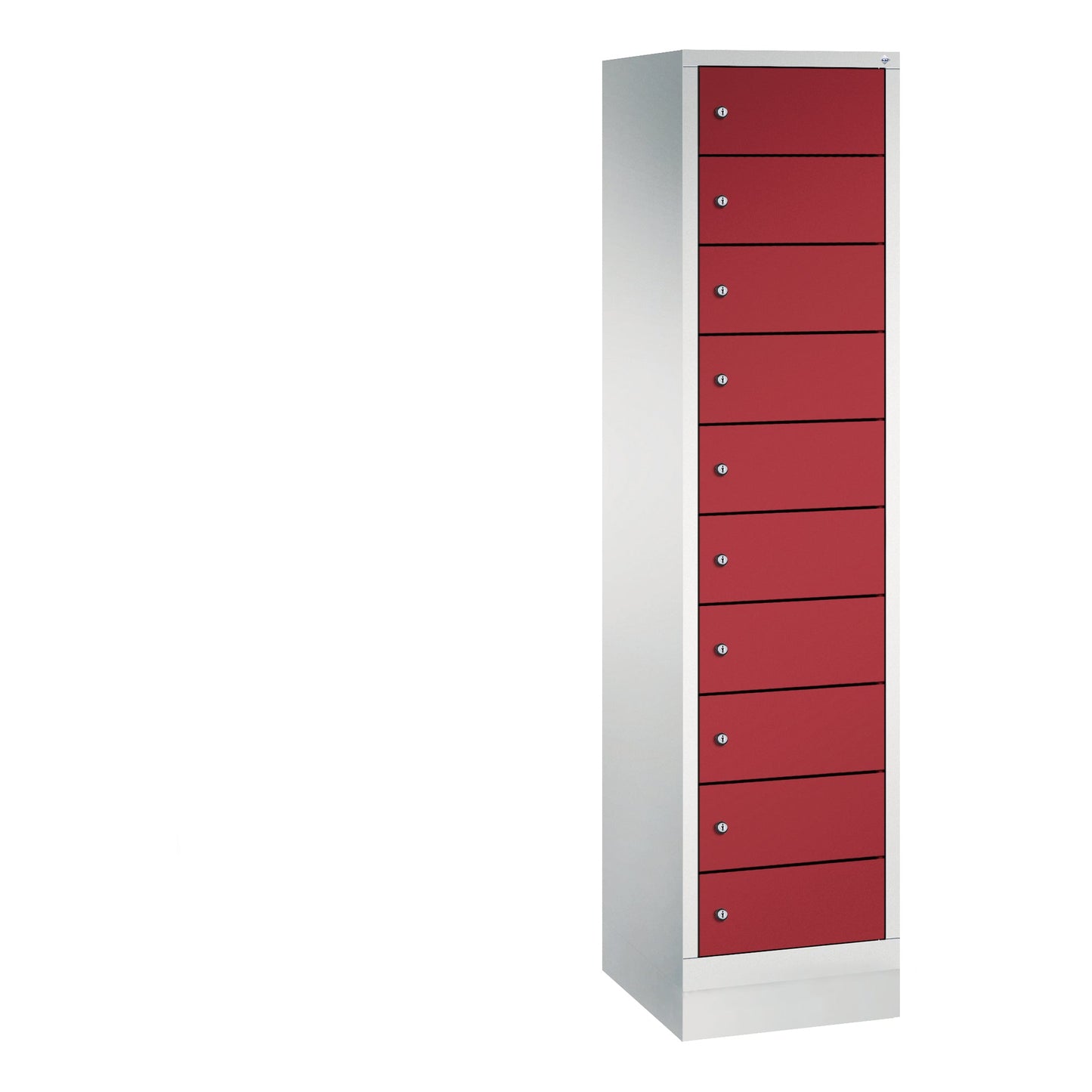 C+P Schließfachschrank Evolo48 Notebooks, Tablets, Smartphones 10 Fächer Stahl, lackiert Farbe der Front: rubinrot