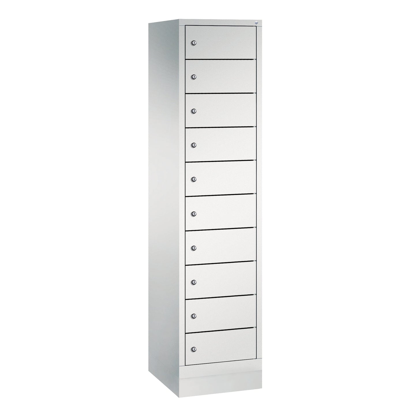 C+P Schließfachschrank Evolo48 Notebooks, Tablets, Smartphones 10 Fächer Stahl, lackiert Farbe der Front: lichtgrau