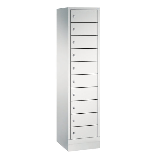 C+P Schließfachschrank Evolo48 Notebooks, Tablets, Smartphones 10 Fächer Stahl, lackiert Farbe der Front: lichtgrau