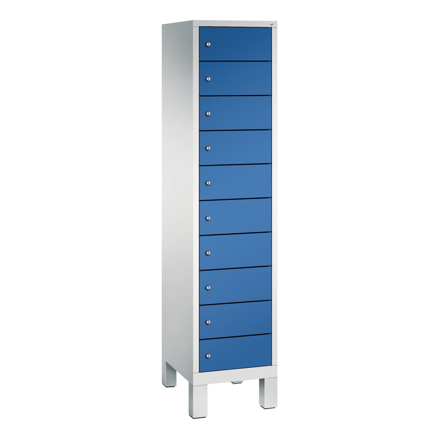 C+P Schließfachschrank Evolo48 Notebooks, Tablets, Smartphones 10 Fächer Stahl, lackiert Farbe der Front: enzianblau