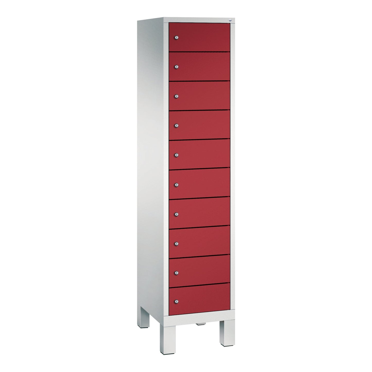 C+P Schließfachschrank Evolo48 Notebooks, Tablets, Smartphones 10 Fächer Stahl, lackiert Farbe der Front: rubinrot