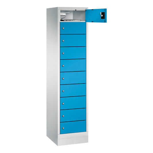 C+P Schließfachschrank Evolo48 Notebooks, Tablets, Smartphones 10 Fächer Stahl, lackiert Farbe der Front: lichtblau