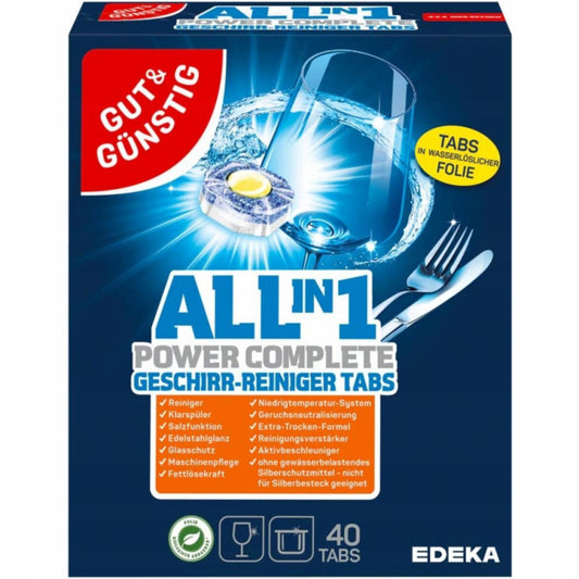 GUT & GÜNSTIG Spülmaschinentabs ALL in 1 Power Complete Zitrus 40 x 21 g/Pack.