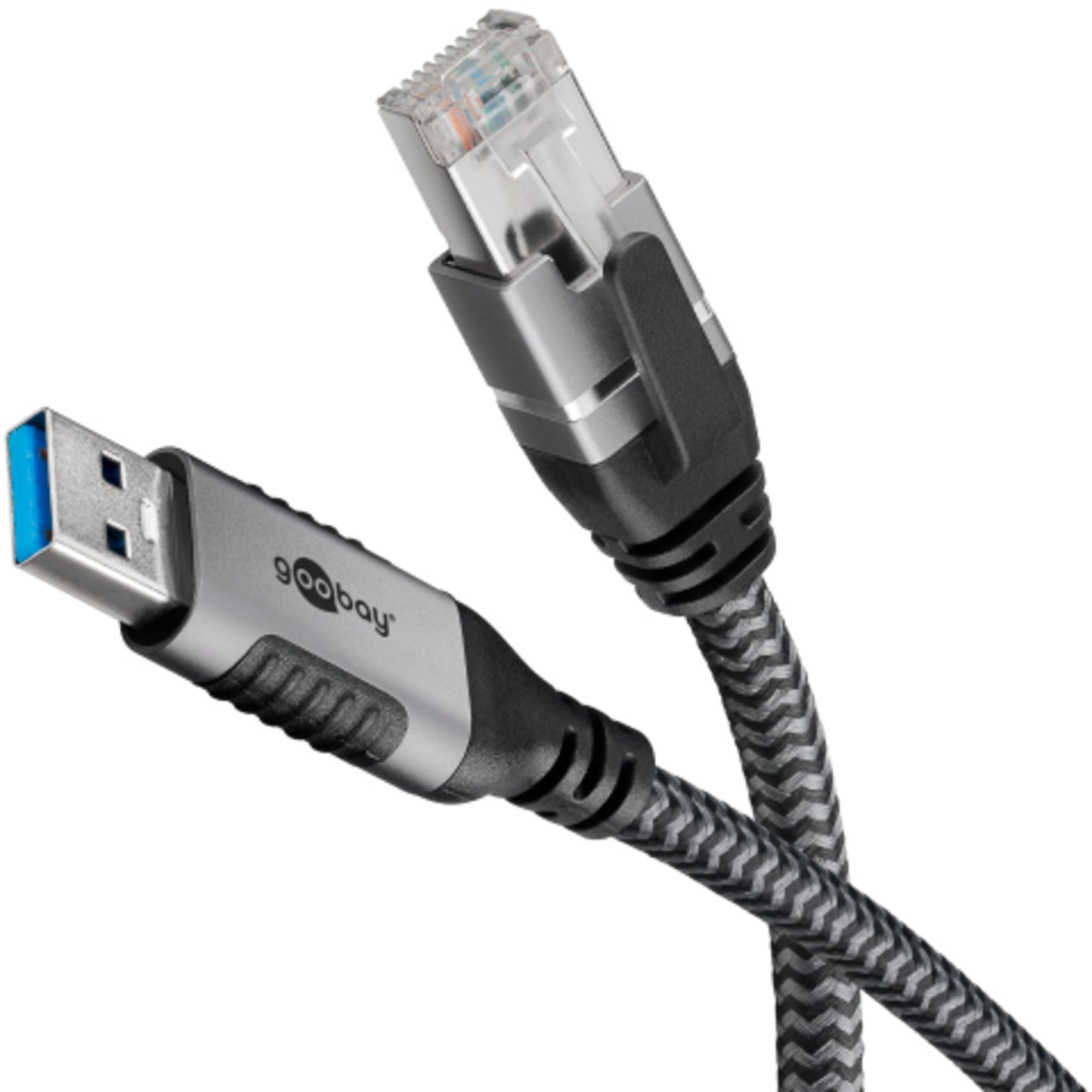 Goobay® USB-Kabel 1m schwarz/silber