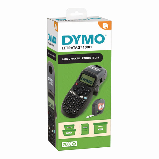 DYMO® Beschriftungsgerät LetraTag® 100H 2 Display-Zeilen 5 Schriftgrößen 2 Druckzeilen inkl. Schriftband (12 mm x 4 m, weiß)